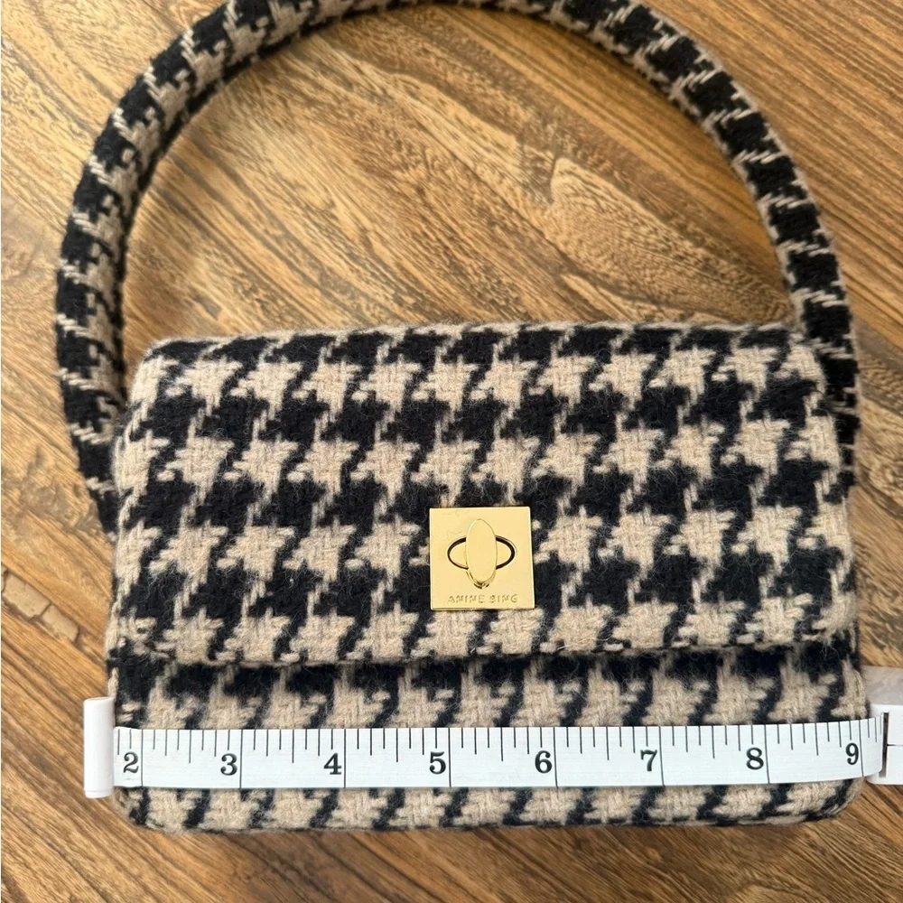 Anine Bing Nico Black and Tan Shoulder Bag with Houndstooth Pattern - Picture 6 of 7